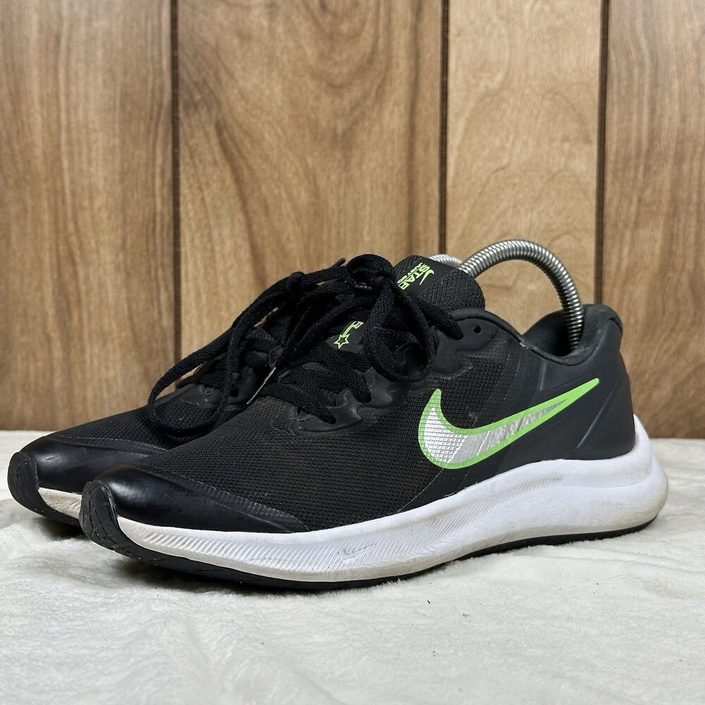 Nike Star Runner 3 GS 5.5Y Black Green Running Shoes DA2776-006